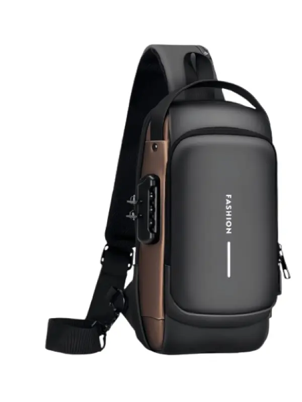 Anti-Theft Oxford Sling Chest Bag with Password Lock & USB Charging