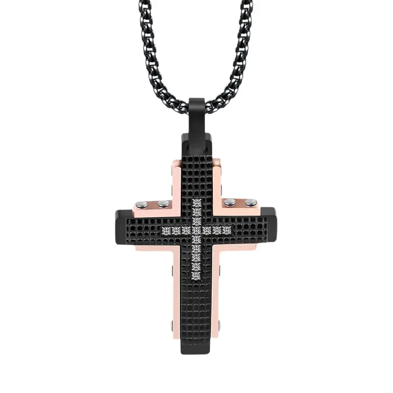 Titanium Steel Cross Necklace for Men - Trendy Non-Fading Stainless Pendant