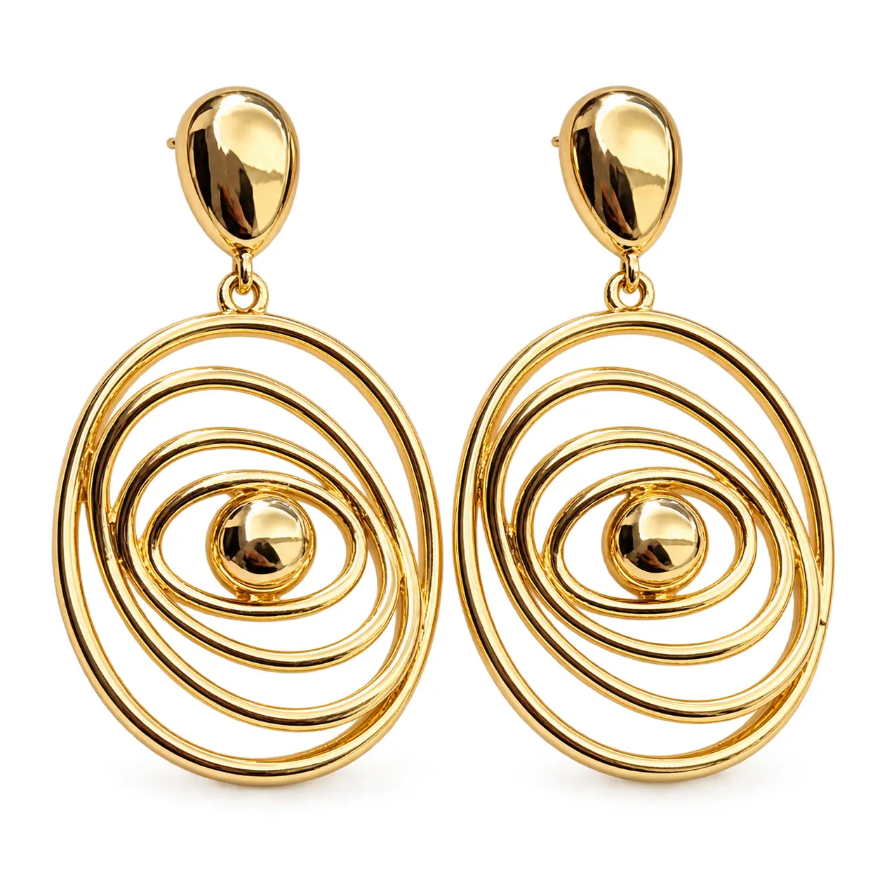 Unisex Geometric Stud Earrings in Metal with Electroplated Finish and 304