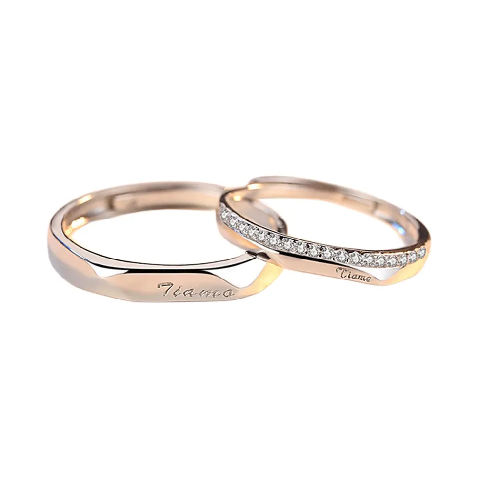 Luxueux 925 Sterling Silver S999 Personalized Couple Letter Ring for Love - Women
