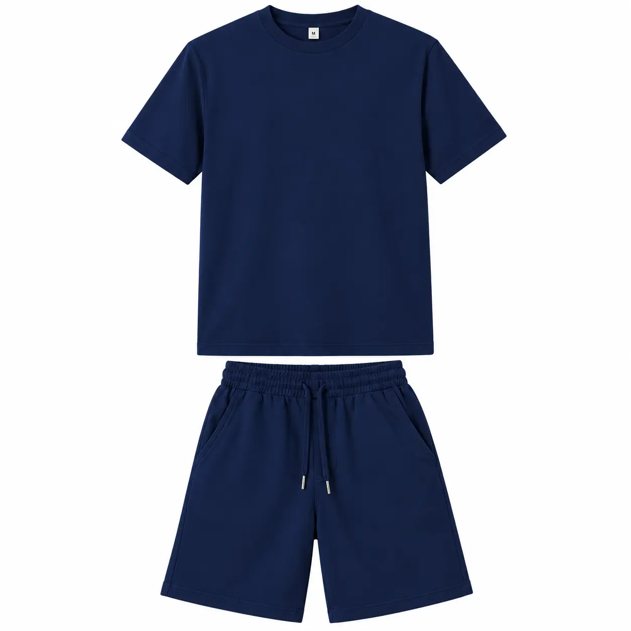 Unisex Classic T-Shirt and Shorts Set - Stylish Everyday Comfort - Navy Blue - M