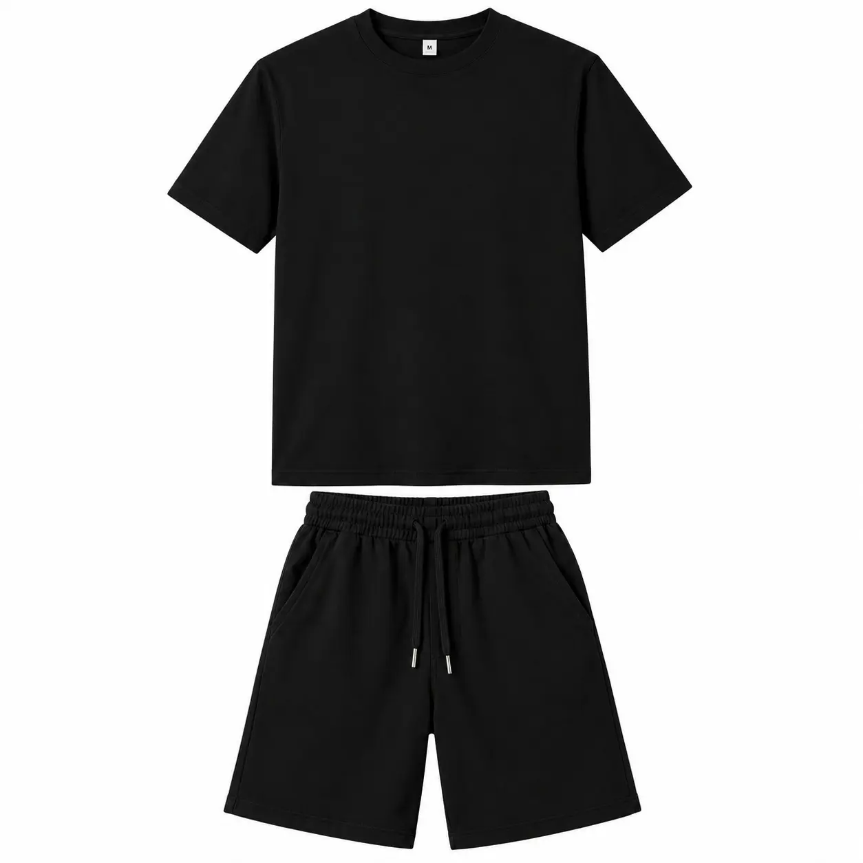 Unisex Classic T-Shirt and Shorts Set - Stylish Everyday Comfort - Black - 2XL