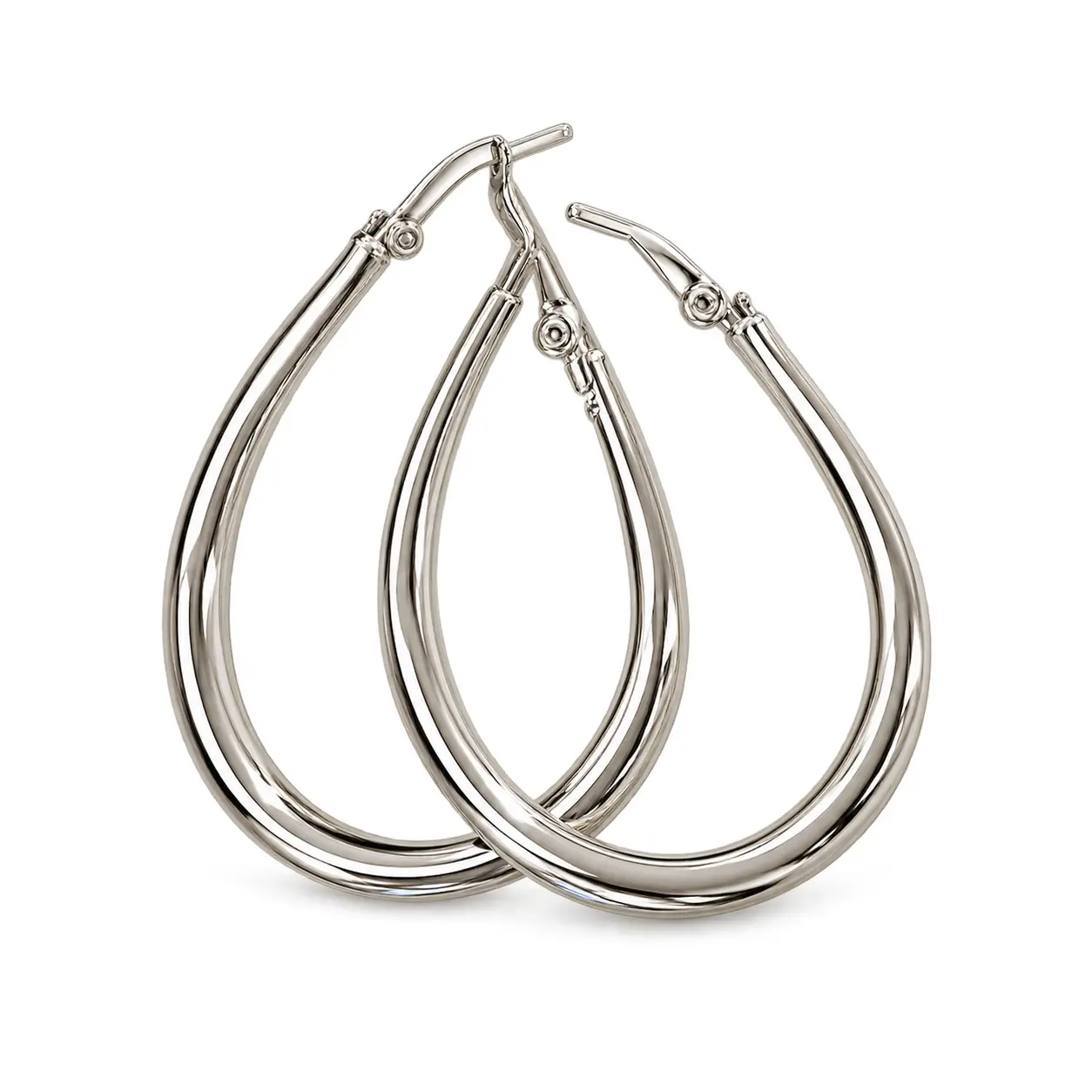 Oval Hoop Earrings for Women - Silver