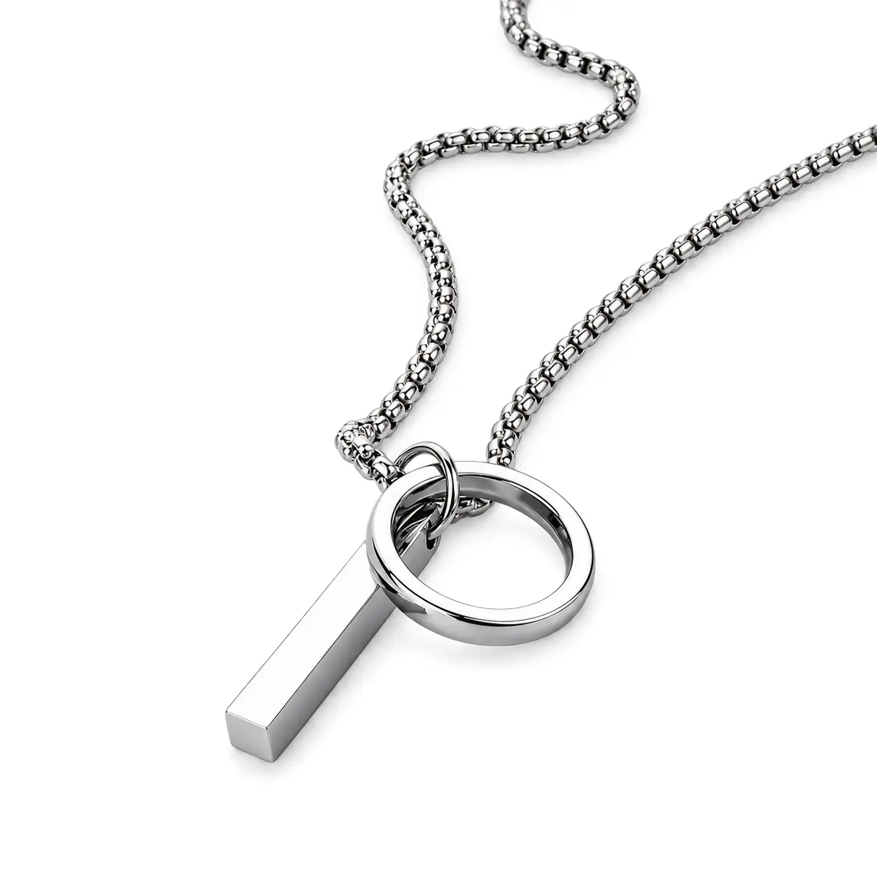 Geometric Pendant Necklace - Titanium Steel, Unisex