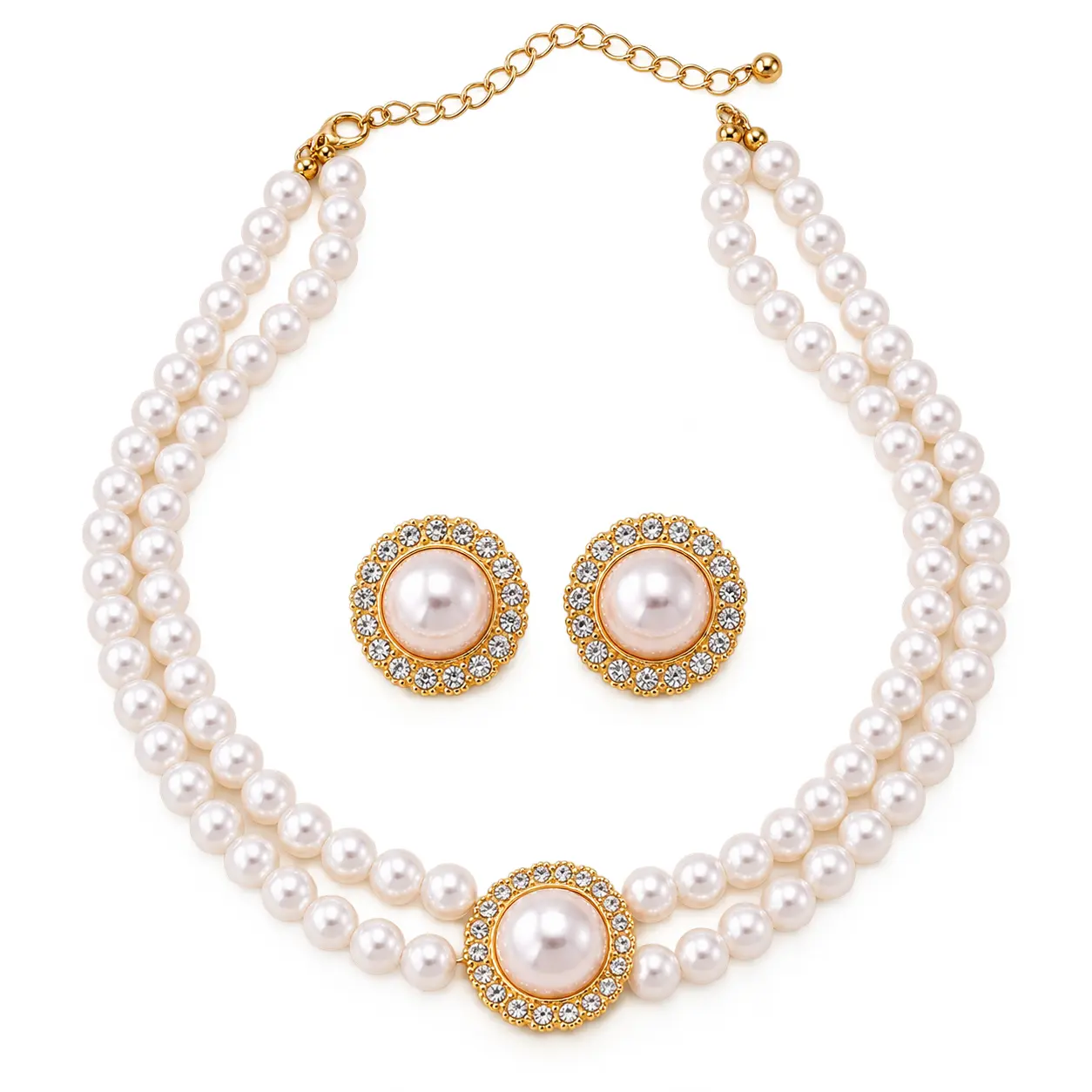 Pearl Necklace and Earrings Set for Women