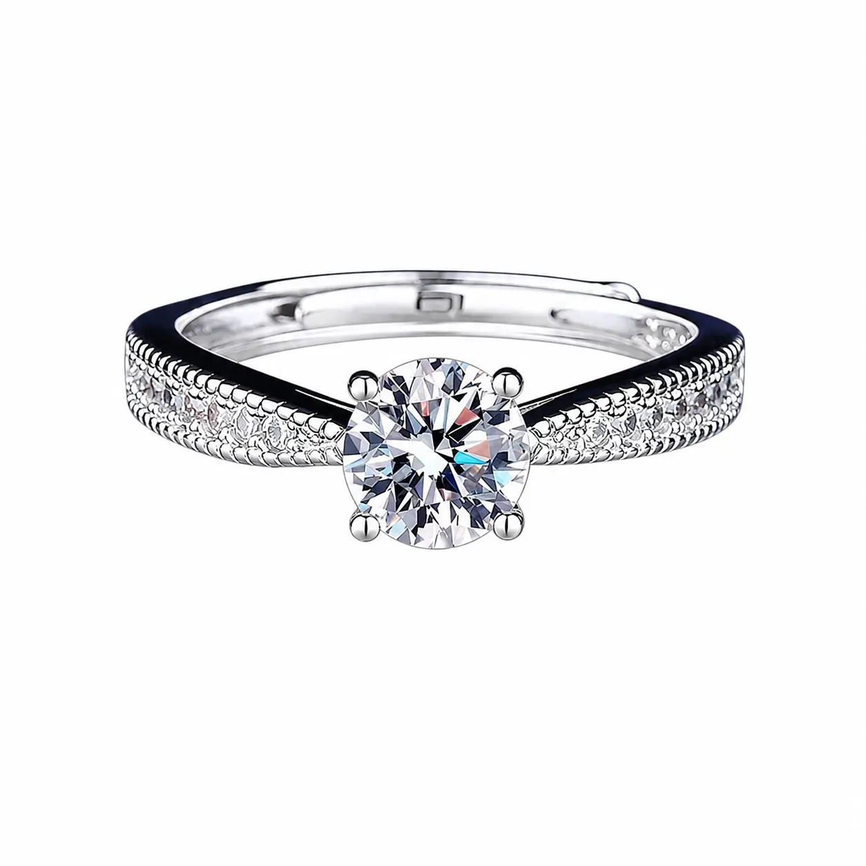 Luxury 1 Carat Moissanite Engagement Ring - Korean Style for Women