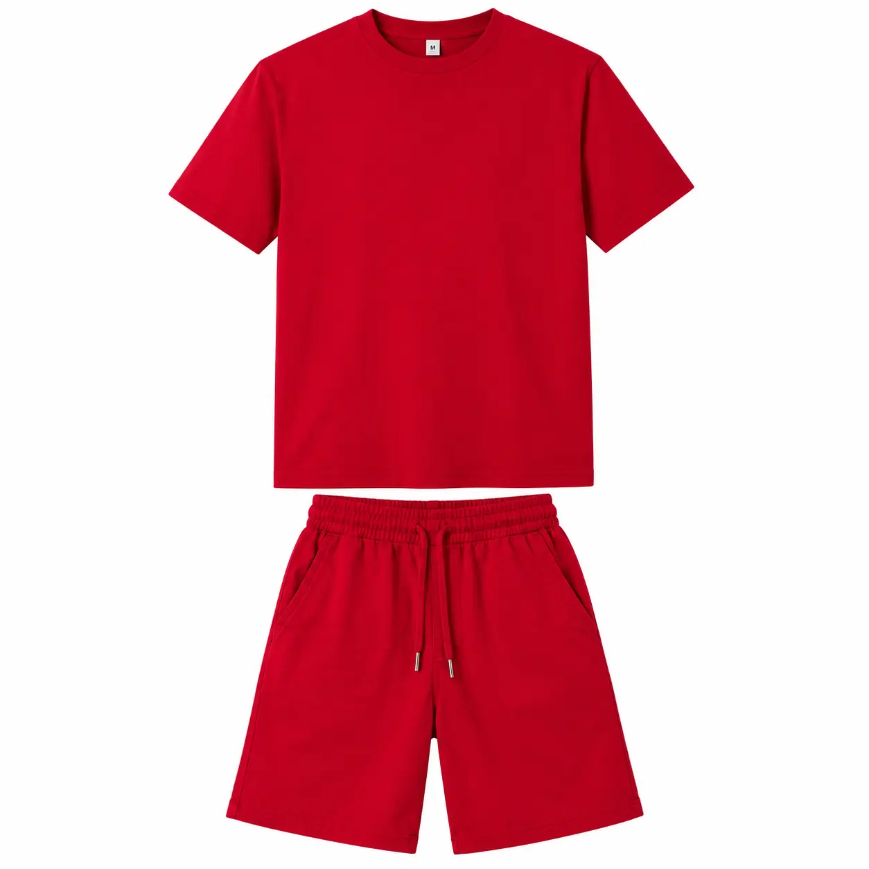 Unisex Classic T-Shirt and Shorts Set - Stylish Everyday Comfort - Red - 2XL