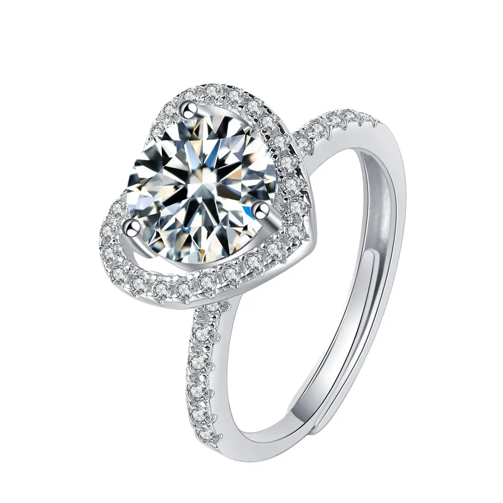 Radiant Heart-Shape Adjustable Zircon Copper Ring