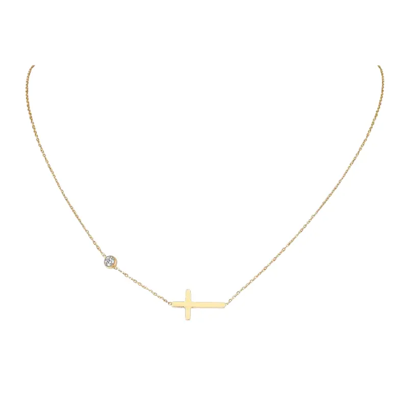 Classic Cross Necklace - Sleek Gold Plated Titanium Steel Finish