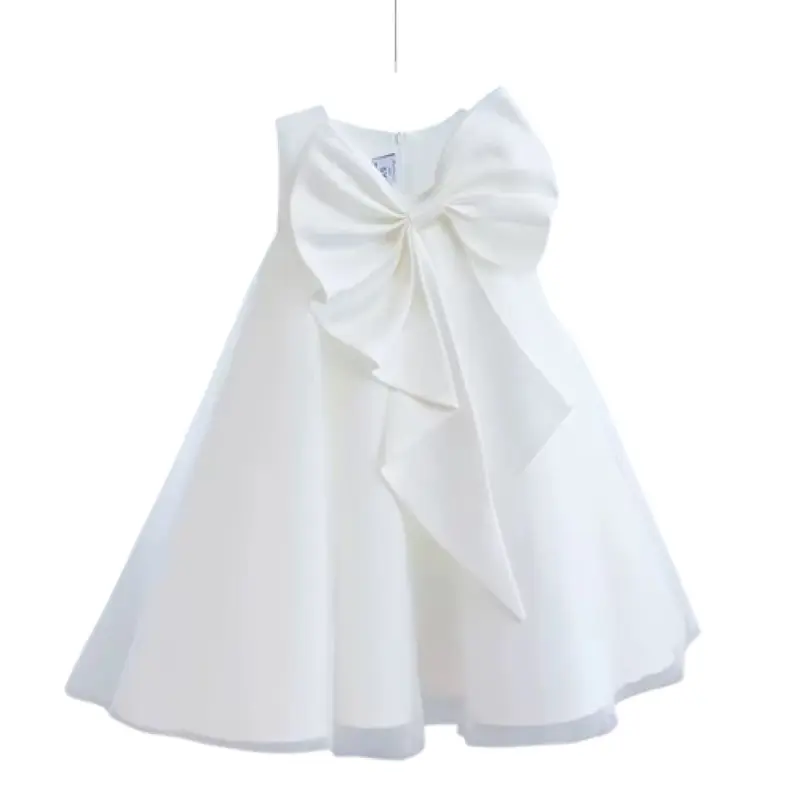 Luxury Satin Princess Tutu Dress for Girls Party & Special Occasions - White