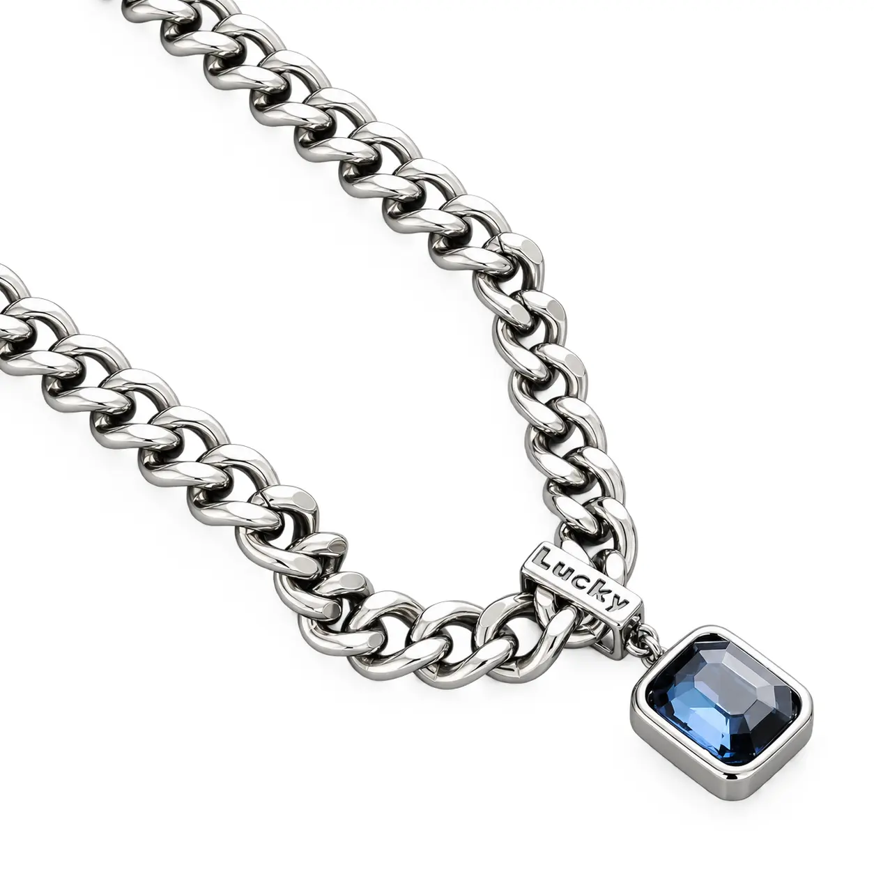Unisex Colour Zircon Cuban Necklace - L690-A