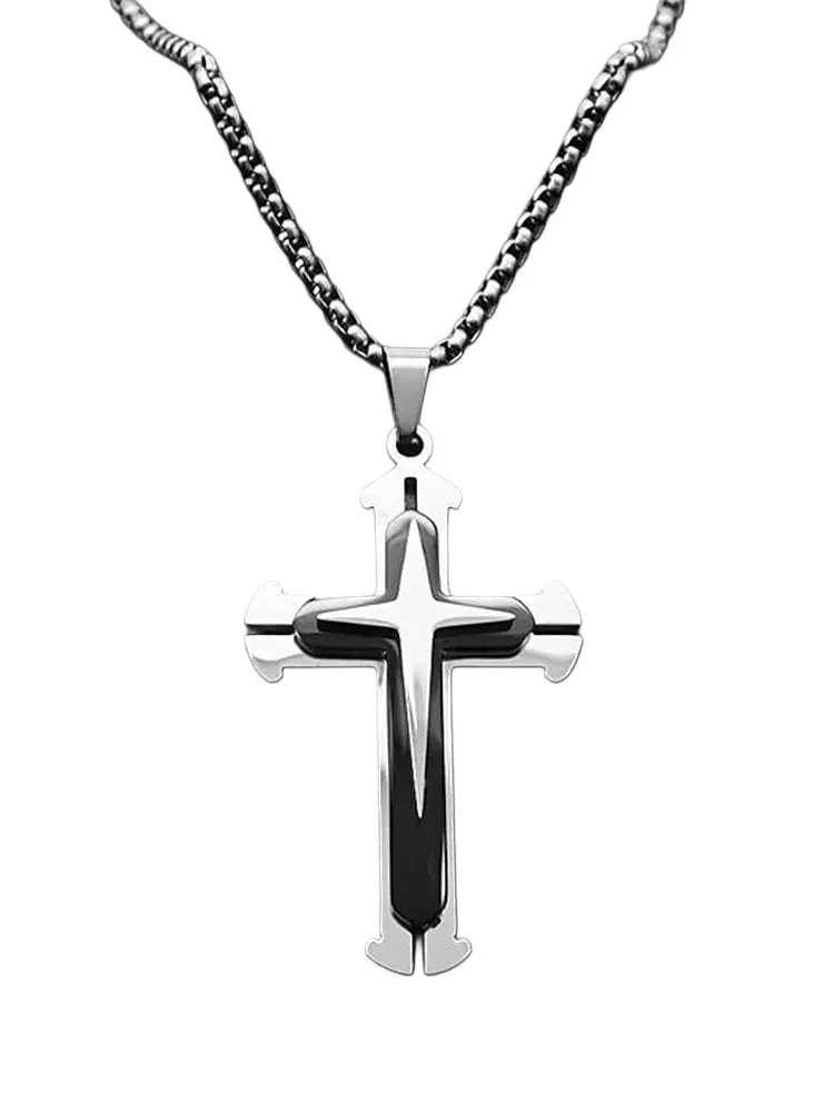 Hip-Hop Streetwear Cross Pendant Necklace - 304 Stainless Steel Jewelry