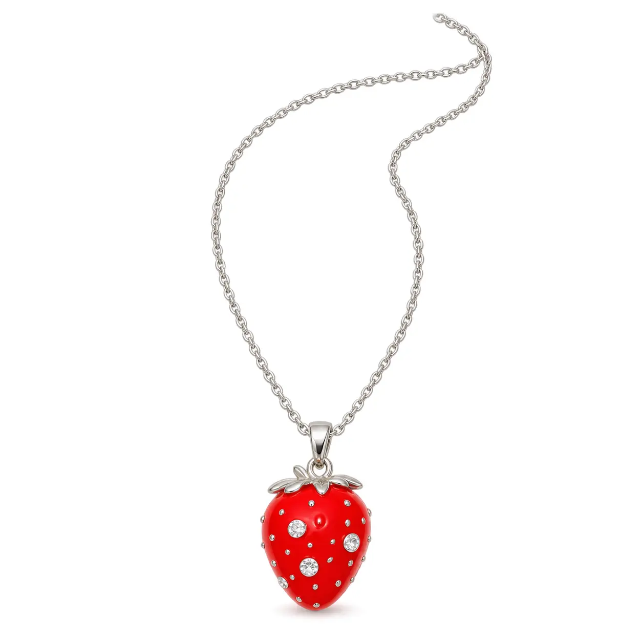 Strawberry Pendant Necklace for Women - Red