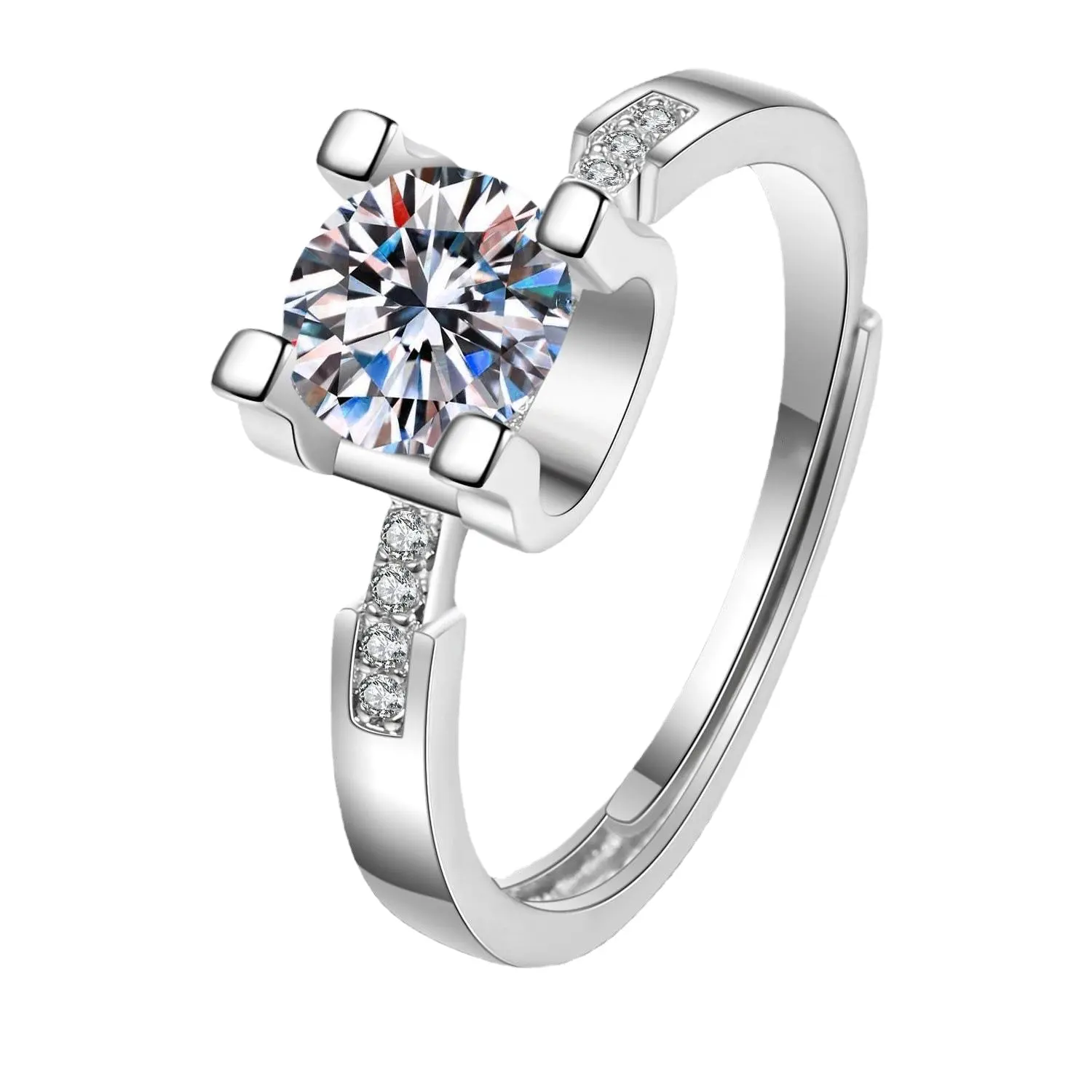 Adjustable 1 Carat High Carbon Diamond Ring - White Gold Engagement Ring