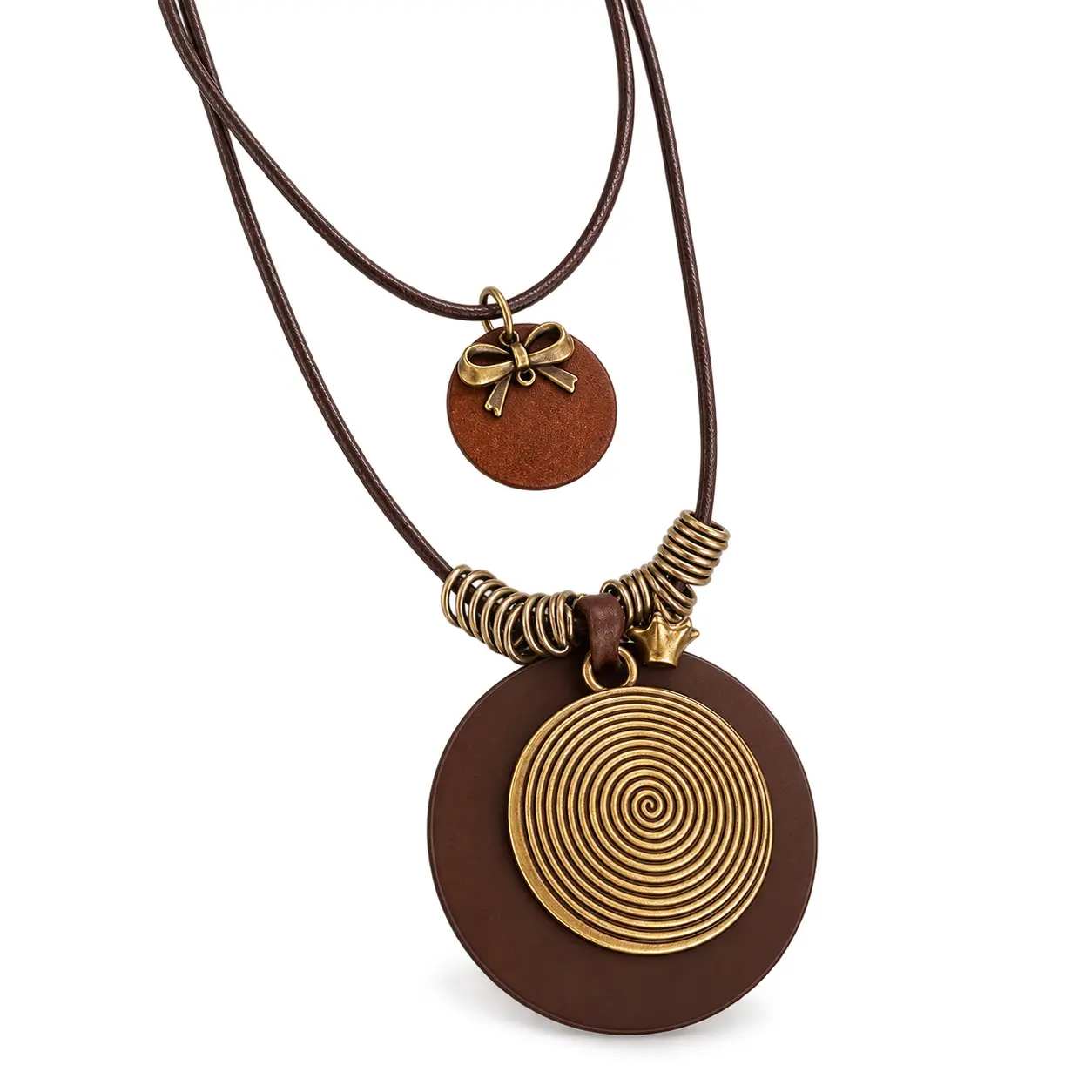 Handmade Feather Sweater Chain Necklace in Zinc Alloy with Maillard Style