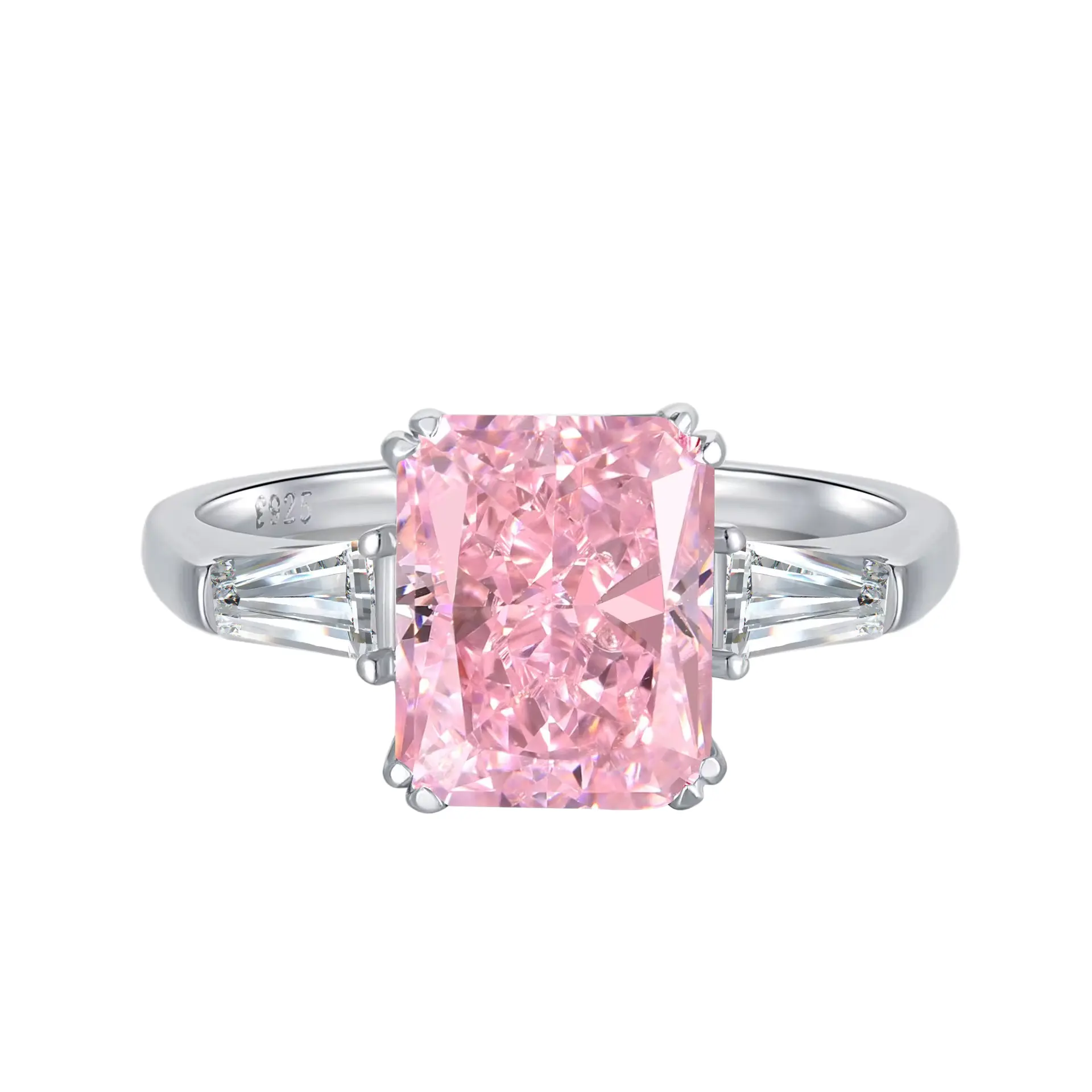 Luxury 925 Sterling Silver Adjustable Diamond Engagement Ring with Gift Box