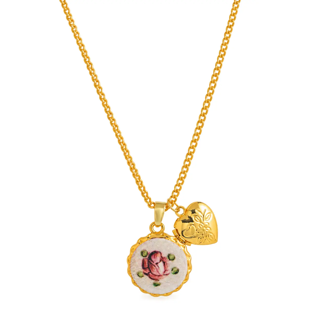 Elegant Fresh Flower Pendant Necklace for Women in Gold Plated Copper with
