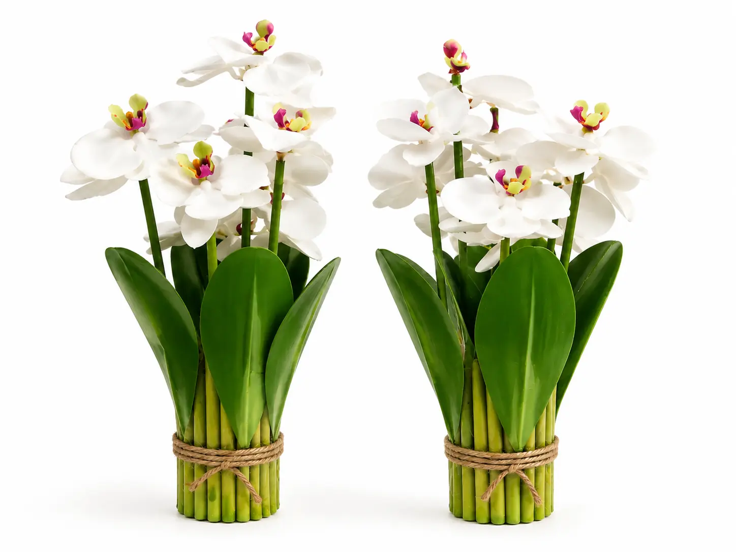 2 Elegant White Orchid Artificial Flower Arrangement - Luxury Home Décor