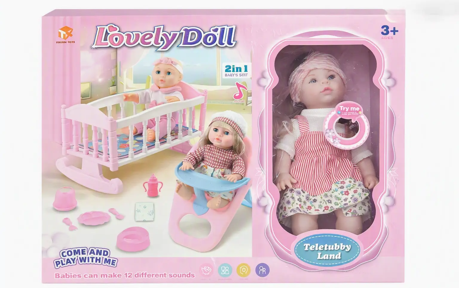 Duf Lovely Doll 2-in-1 Baby Set - Interactive Sound Doll for Ages 3 +
