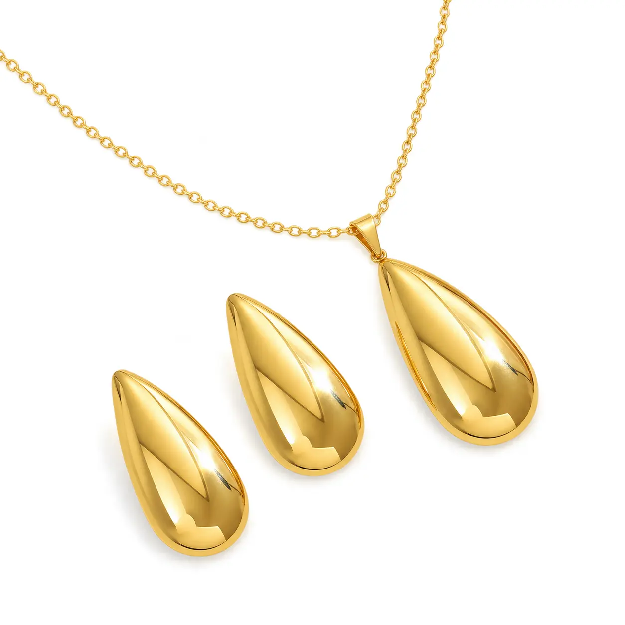 Casual Water Droplets Jewelry Set for Women in 304 Stainless Steel with