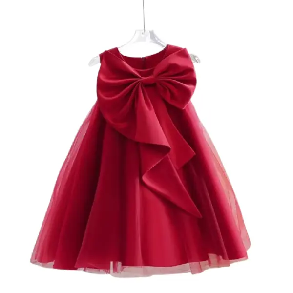 Luxury Satin Princess Tutu Dress for Girls Party & Special Occasions - Red