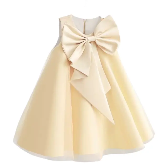 Luxury Satin Princess Tutu Dress for Girls Party & Special Occasions - Cream White 