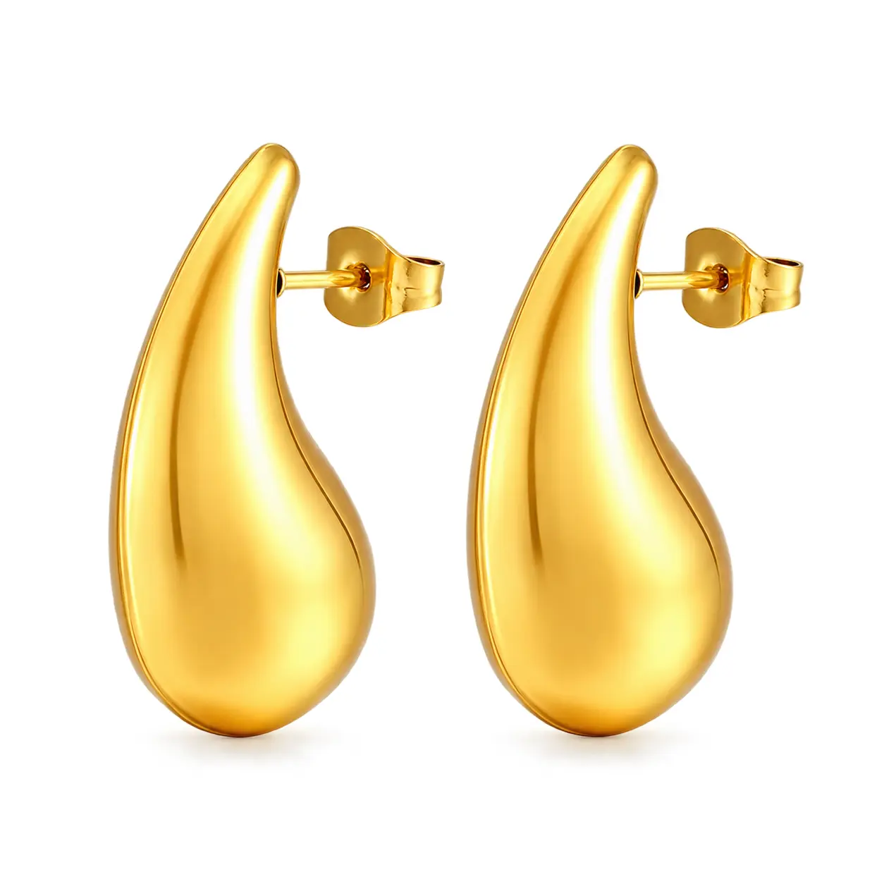 Geometric Stud Earrings for Women in 304 Stainless Steel with 18K Gold