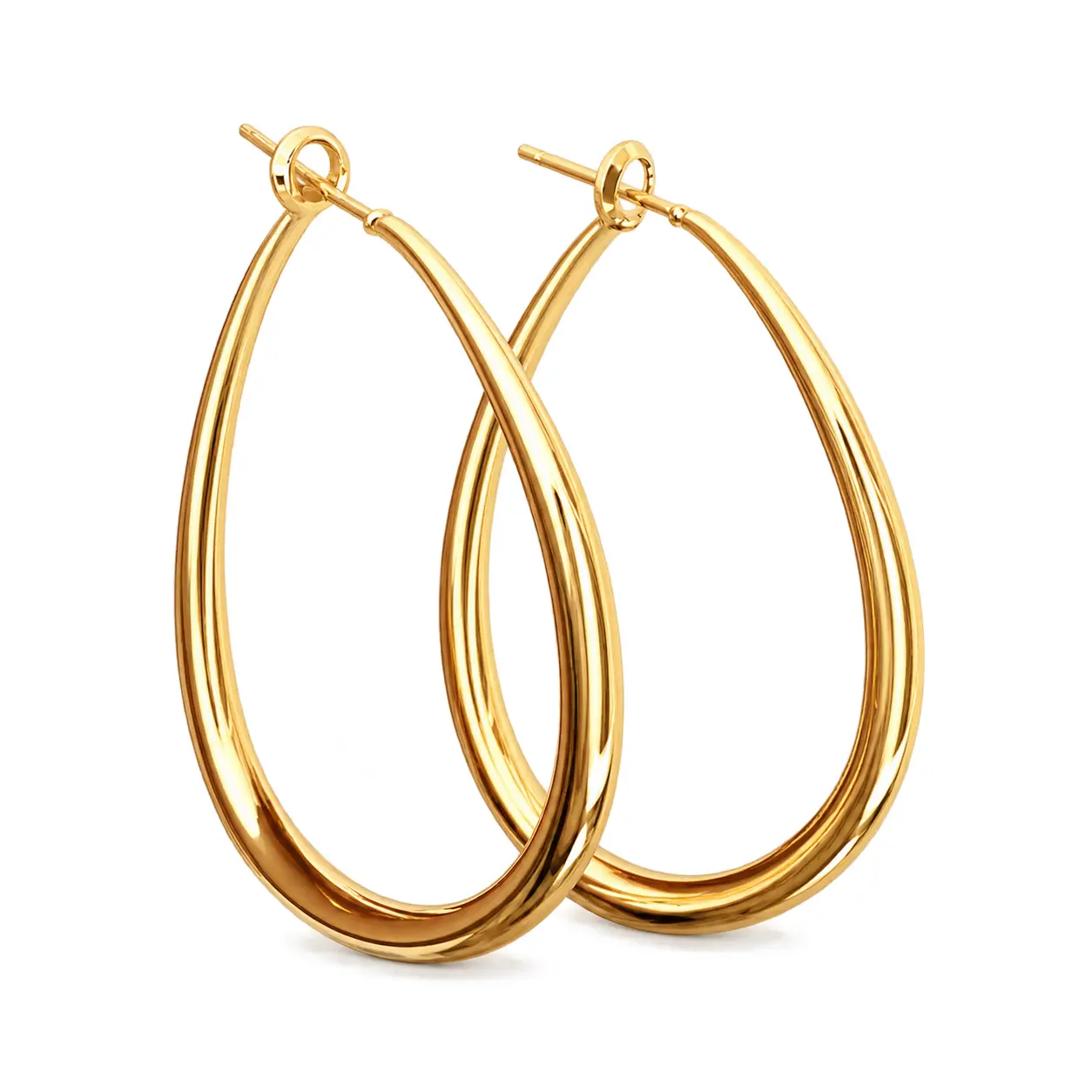 Oval Hoop Earrings for Women - Gold