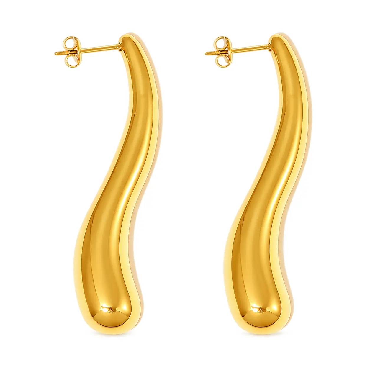 Gold Water Drop Earrings for Women - Stainless Steel