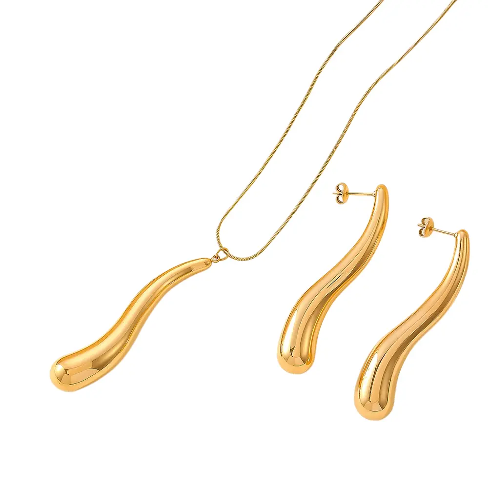 Duf Elegant Water Drop Earrings - 304 Stainless Steel Gold PVD