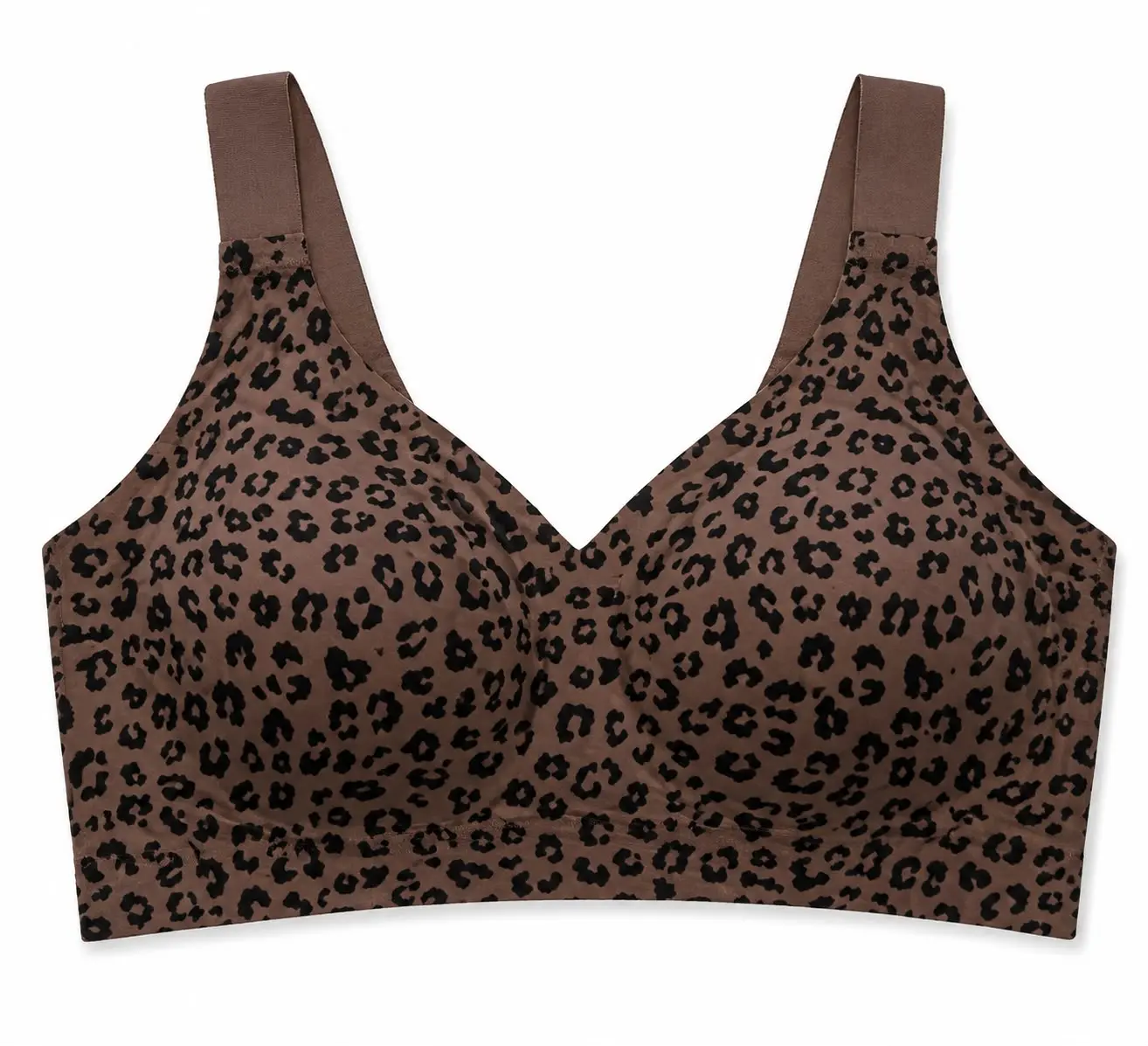Seamless Push-Up Bra for Women - Wire-Free Full Support Comfort Bra - Brown Leopard