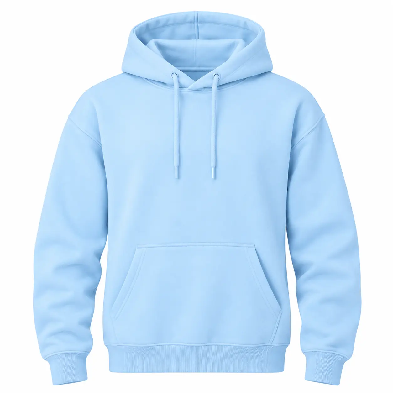 Unisex Pullover Hoodie with Kangaroo Pocket - Casual Everyday Wear - Sky Blue - M