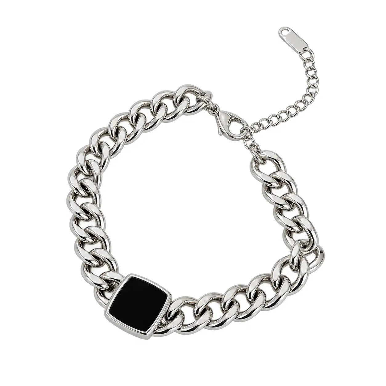 Silver Splicing Bracelet for Women - Titanium Steel, 17.5 cm