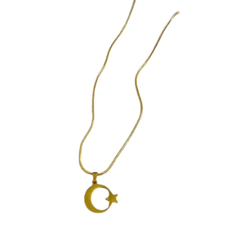 Titanium Steel Moon Pendant Necklace for Women with Elegant Ball Chain