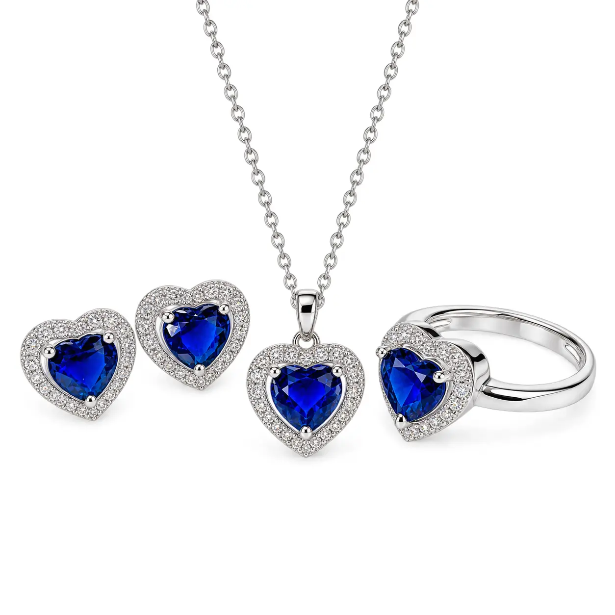 Heart Shape Jewelry Set for Women with White K Plated Alloy with Acrylic