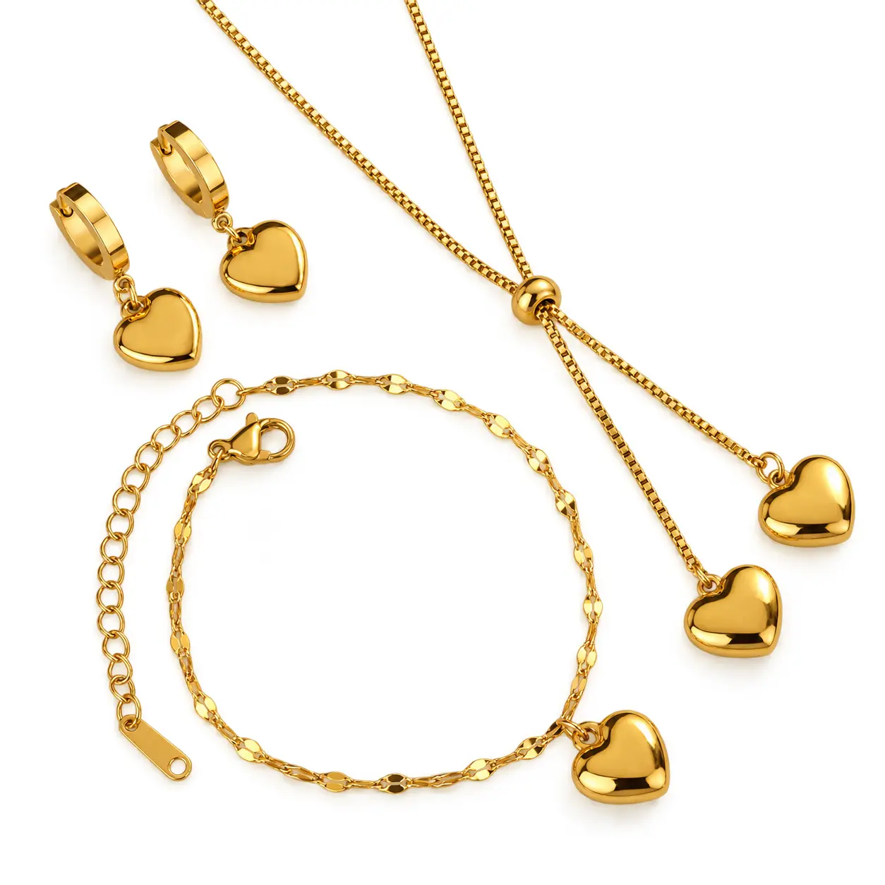 Multicolour Gold Heart Jewellery Set for Women - DQY002