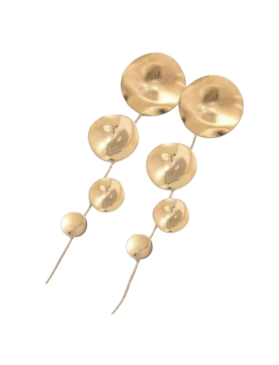 Hammered Gold Disc Drop Earrings - Lightweight Statement Jewelry for Women