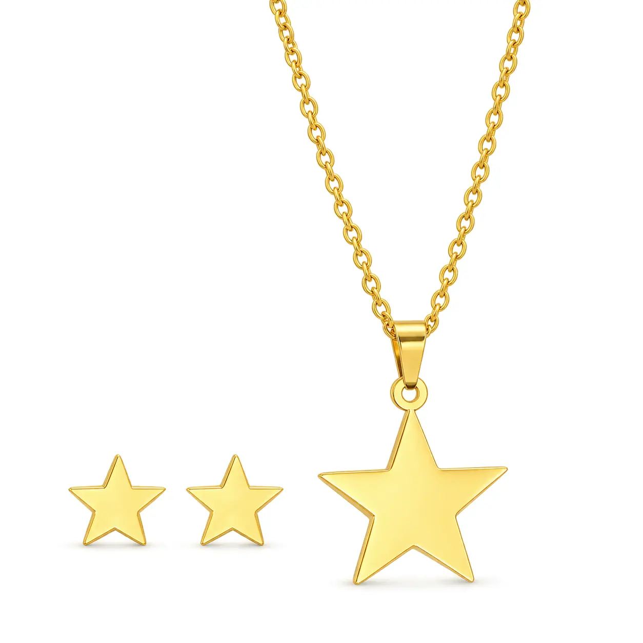 Pentagram Necklace and Earrings Set for Women