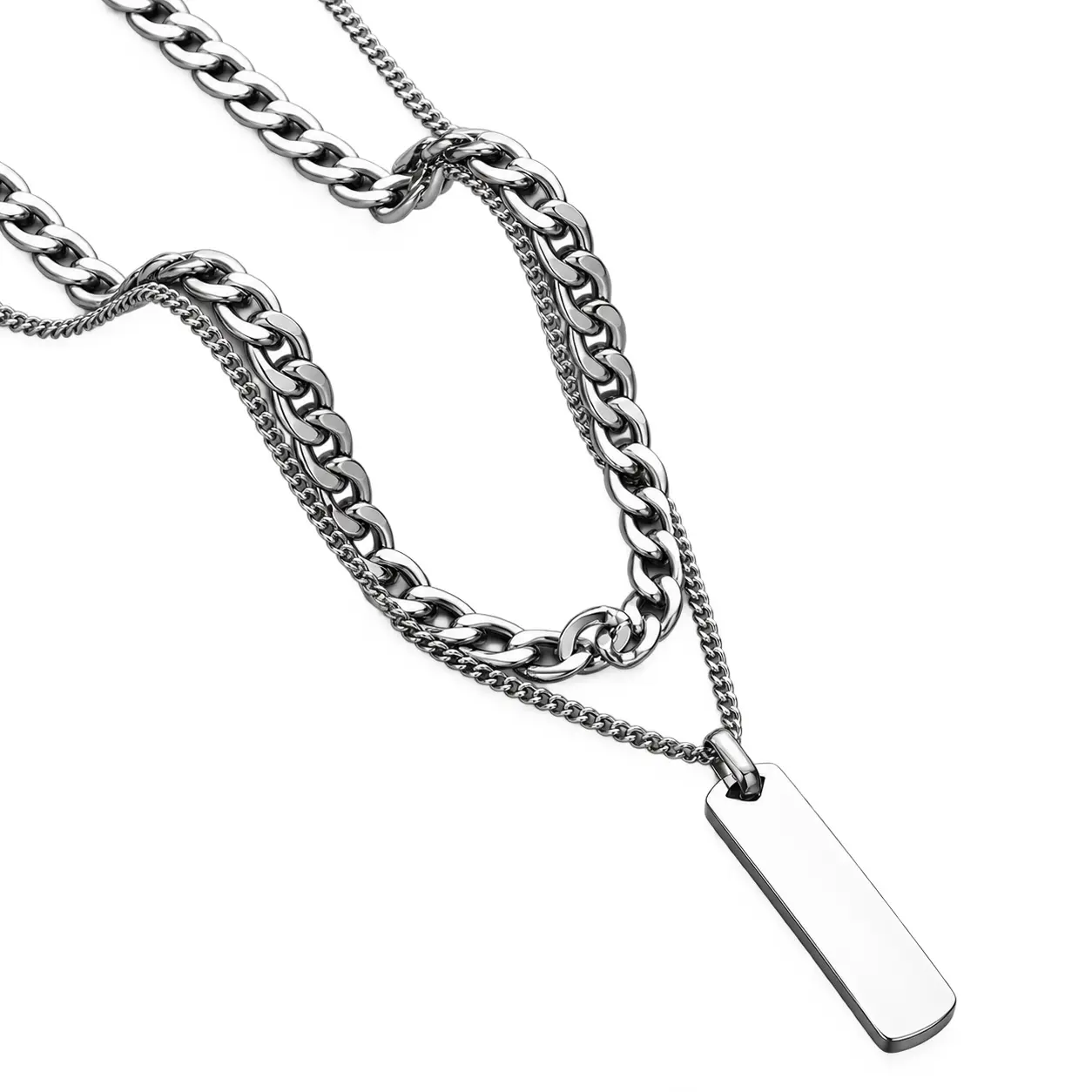 Geometric Punk Men's Pendant Necklace with Electroplated Titanium Steel