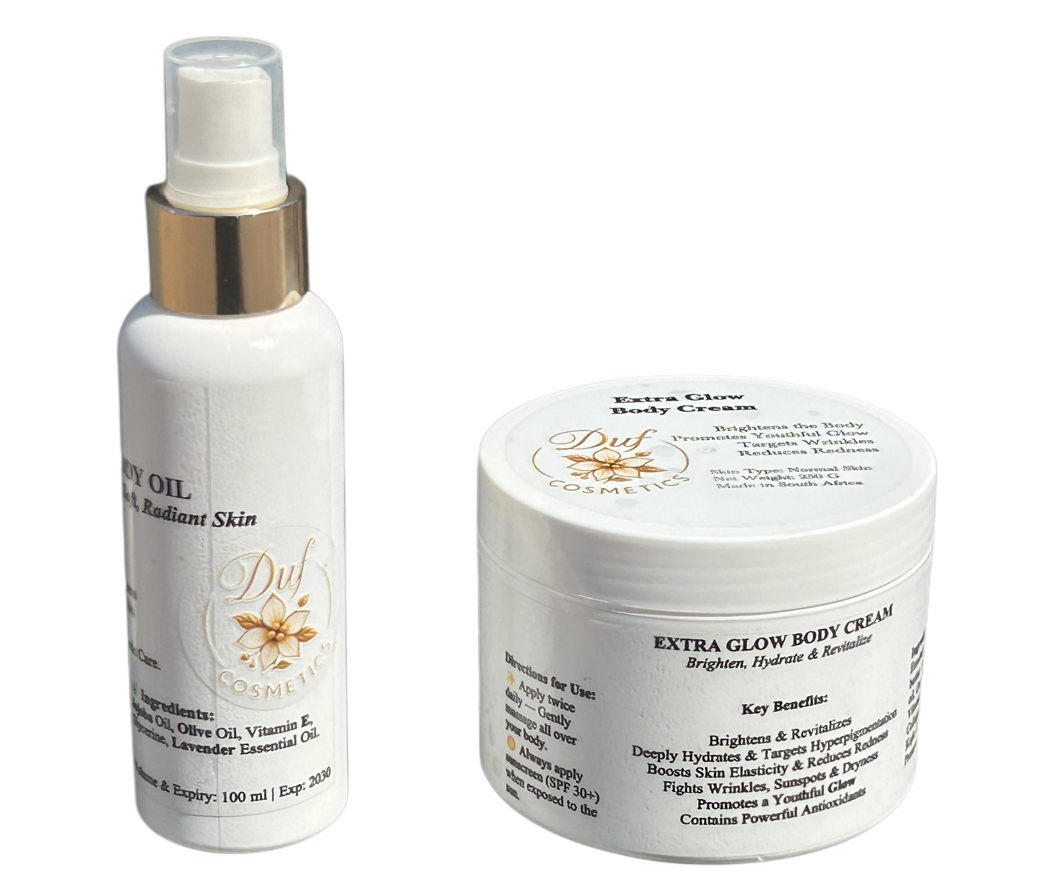 Extra Glow Body Cream & Body Oil- Deep Hydration, Brightening & Anti-Aging