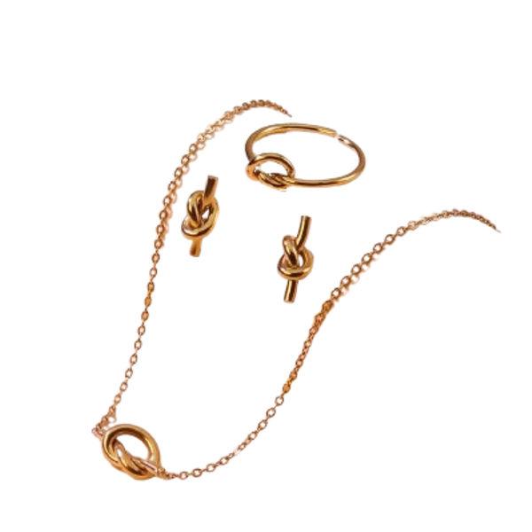 18K Gold Plated Knot Jewelry Set-Stainless Steel, Waterproof, Tarnish Free