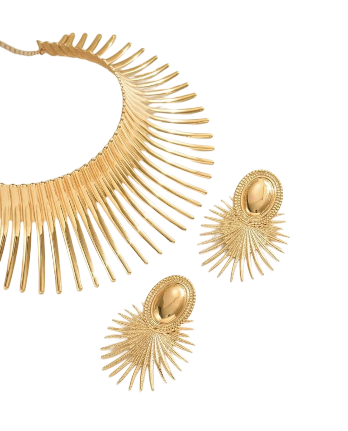 Fashion Jewelry Gold Sea Urchin Necklace & Earrings Set for Women