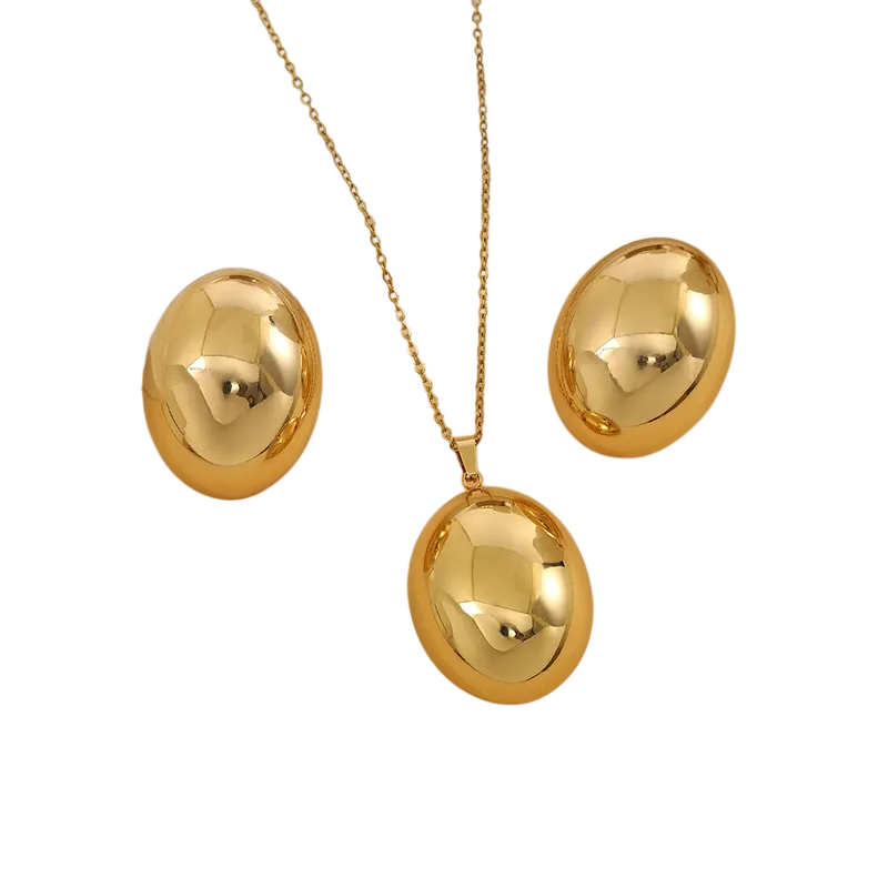 Elegant Retro Heart and Flower Jewelry Set - Plated Necklace and Earrings