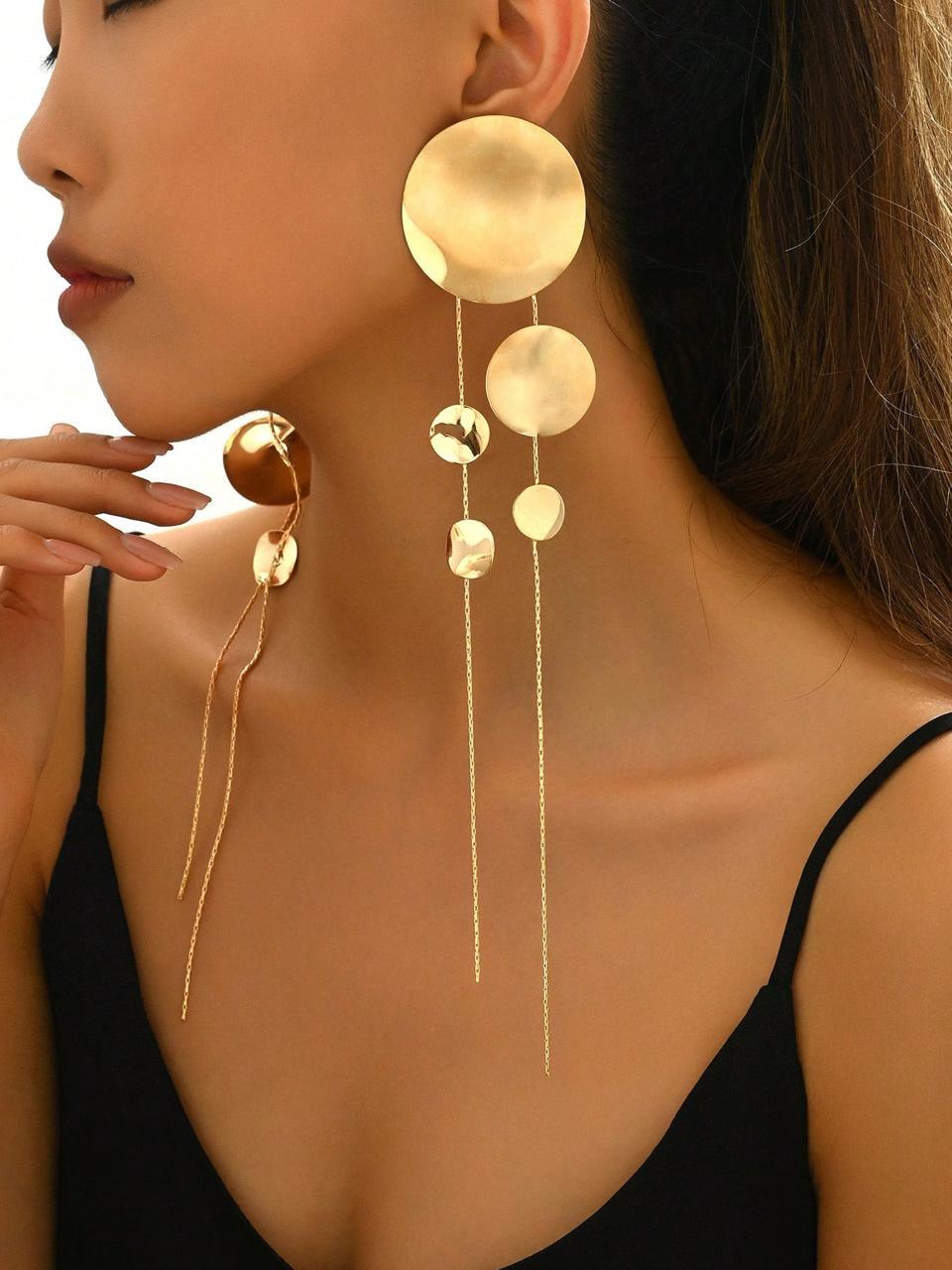 Fringe Round Drop Earrings - Minimalist European Statement Jewelry