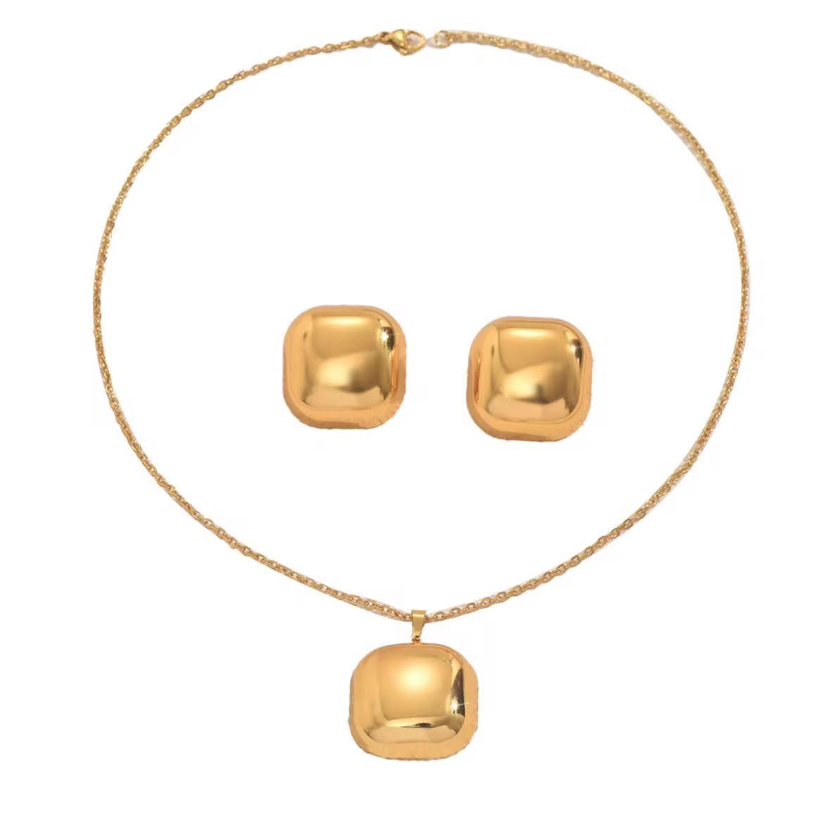 Elegant Retro Geometric Heart and Flower Stainless Steel Plated Jewelry Set