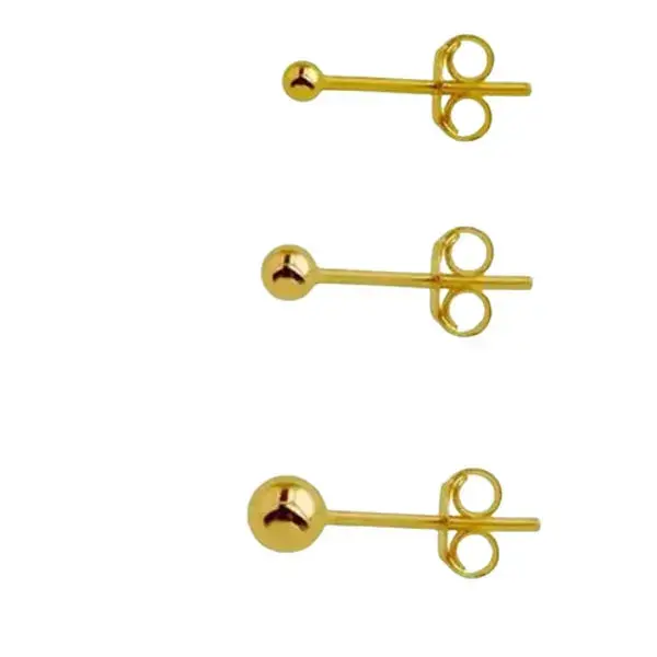 Women's Solid Colour Ear Studs - 14K Gold Plated 304 Stainless Steel - 3 Pairs