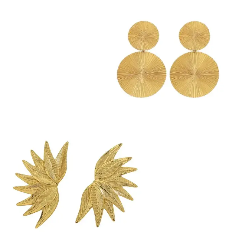 Elegant 18K Gold Plated Earrings - Sun, Starfish & Leaf Firework Designs