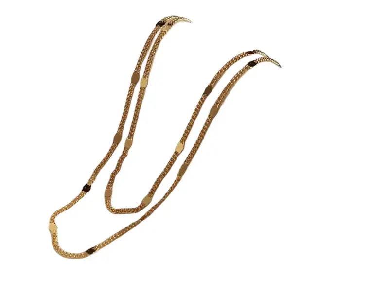 925 Sterling Silver Solid Color Chain Necklace for Women, Simple Elegant - Gold