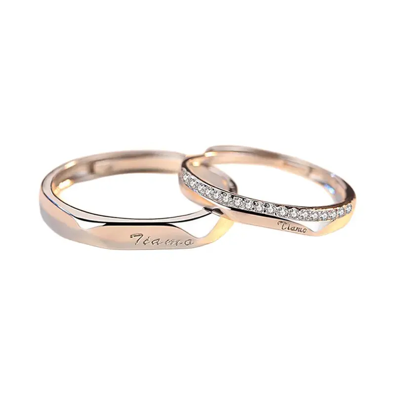 Luxueux 925 Sterling Silver S999 Personalized Couple Letter Ring for Love - Women