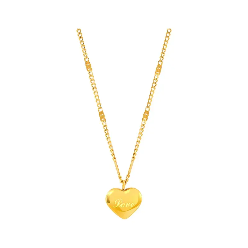 Luxurious Titanium Steel Gold Heart Chain Necklace-Elegant Jewelry for Her